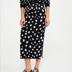 Ann Taylor Heart Print Knit Sweater Skirt Sz L